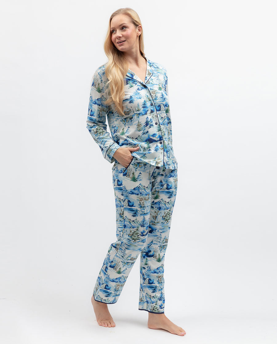 Womens Winterscape Printed Jersey Pyjama Top