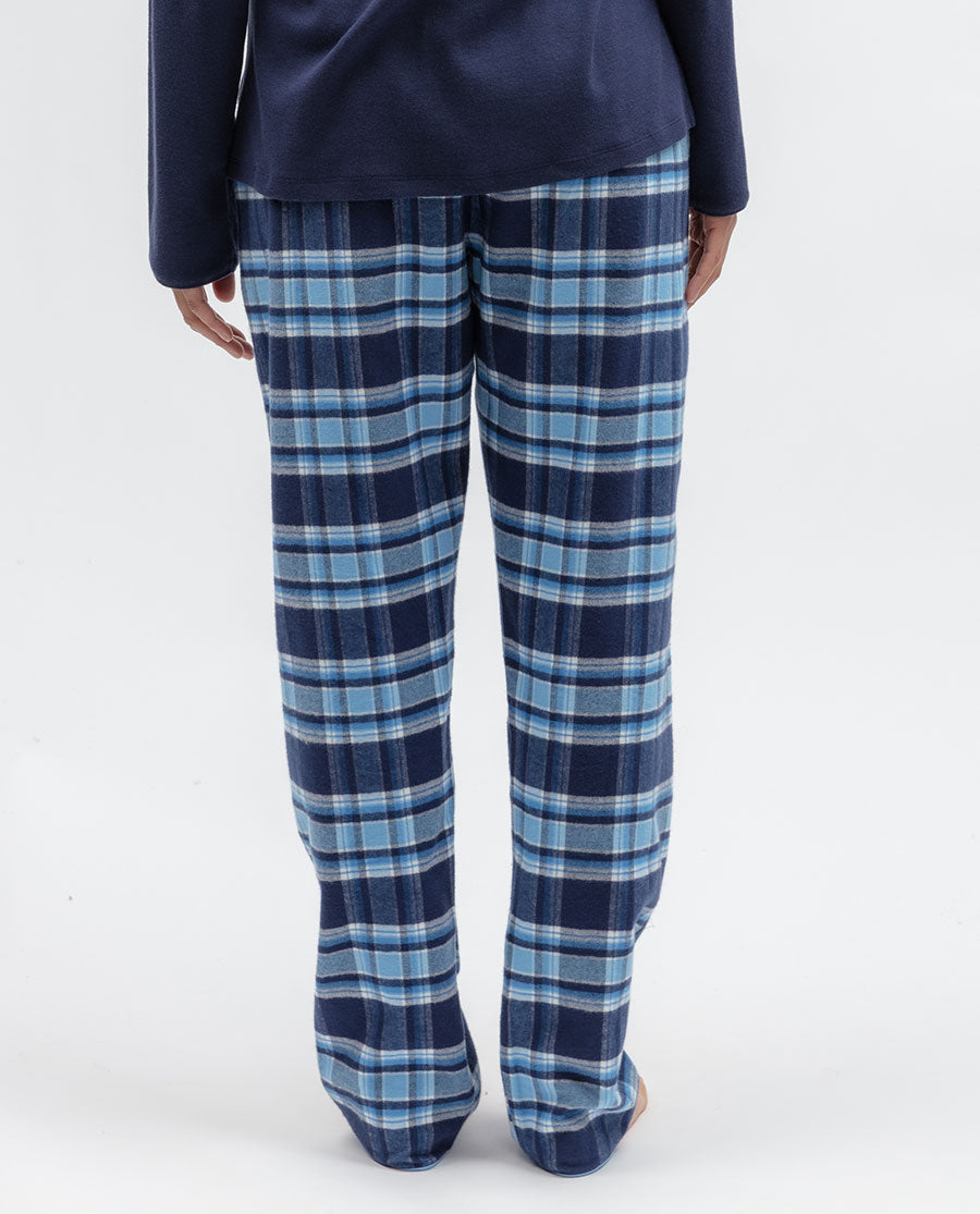 Womens Blue Brushed Check Pyjama Bottoms