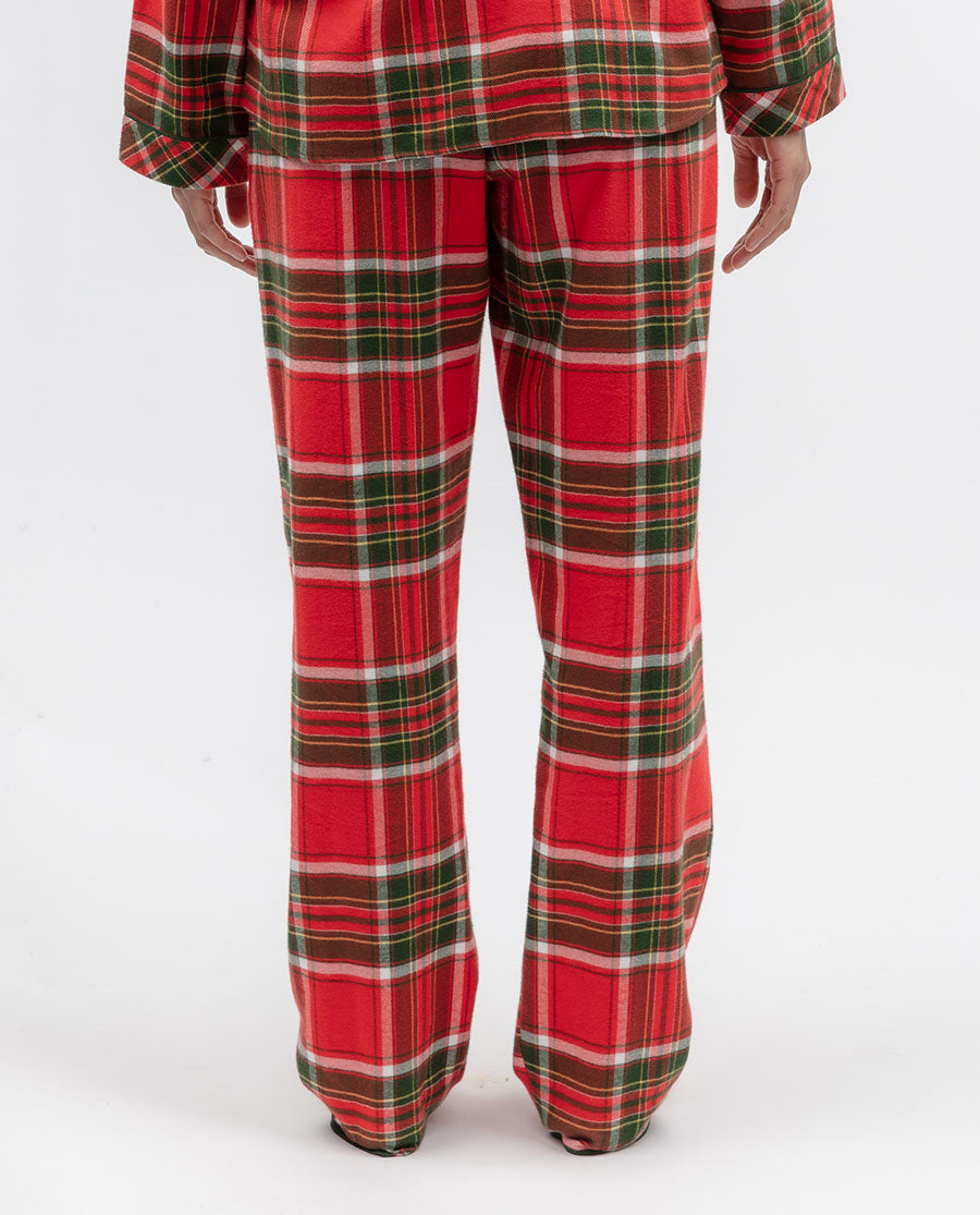 Womens Red Brushed Check Pyjama Bottoms