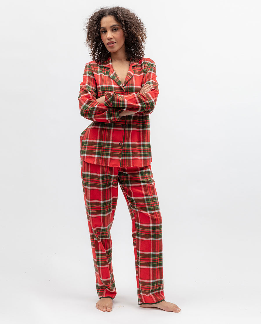 Womens Red Brushed Check Pyjama Bottoms