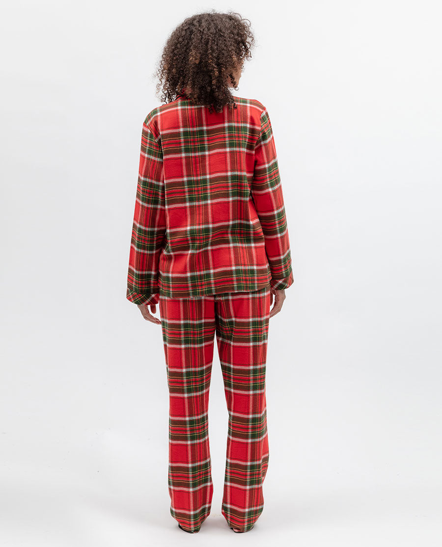 Womens Red Brushed Check Pyjama Bottoms