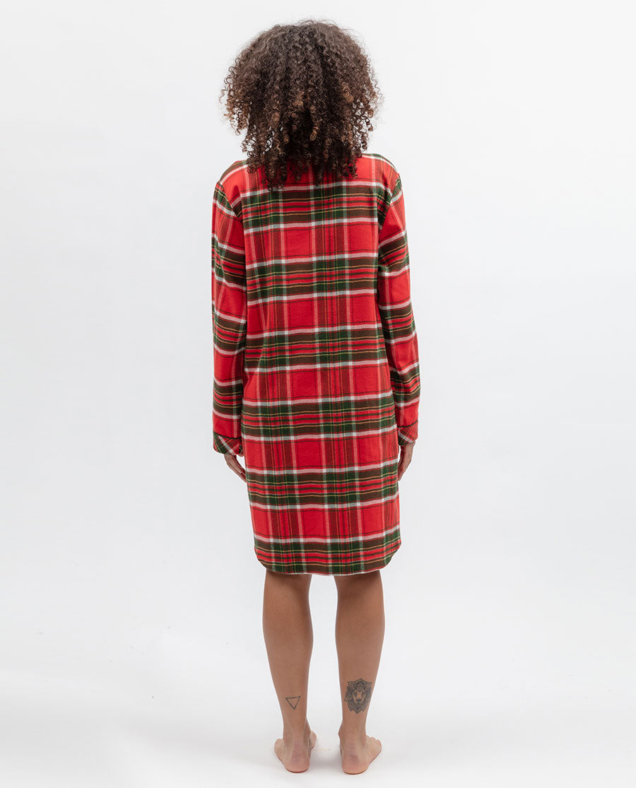 Womens Red Brushed Check Nightshirt
