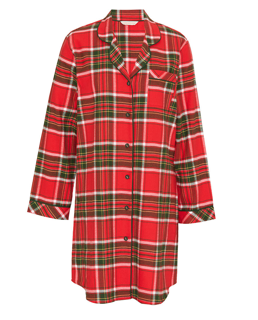 Womens Red Brushed Check Nightshirt
