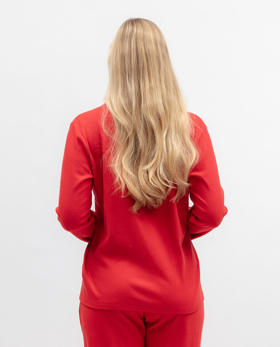 Womens Ribbed Revere Long Sleeve Jersey Pyjama Top