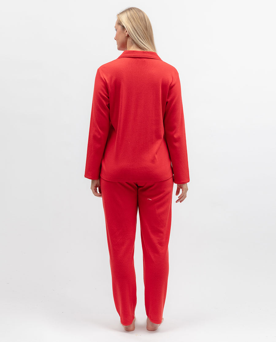 Womens Ribbed Revere Long Sleeve Jersey Pyjama Top