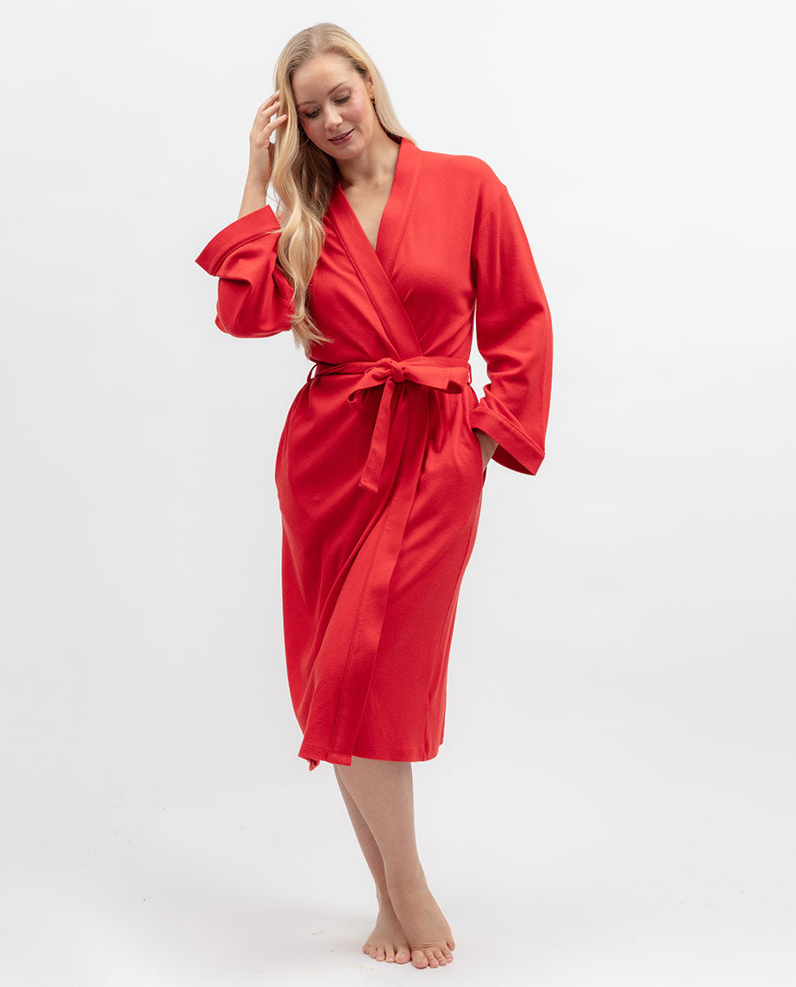 Womens Ribbed Jersey Long Dressing Gown