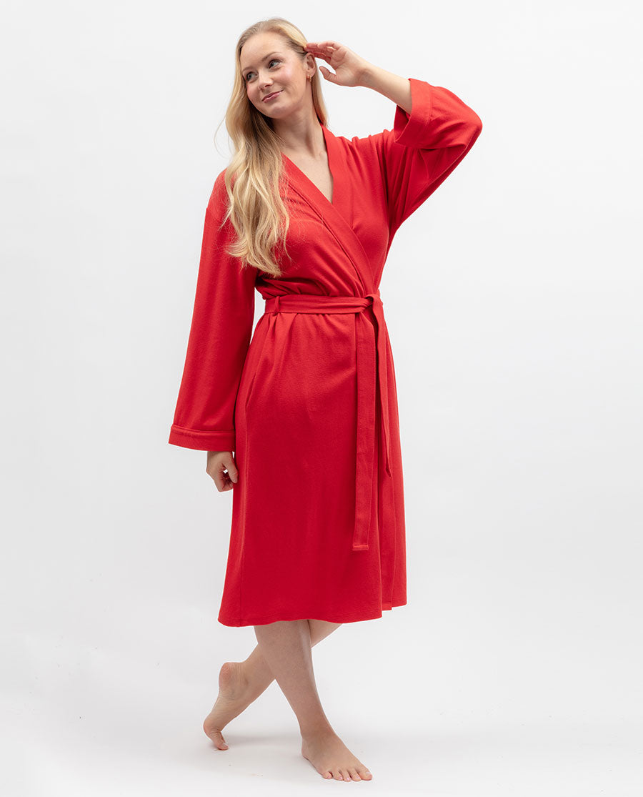 Womens Ribbed Jersey Long Dressing Gown