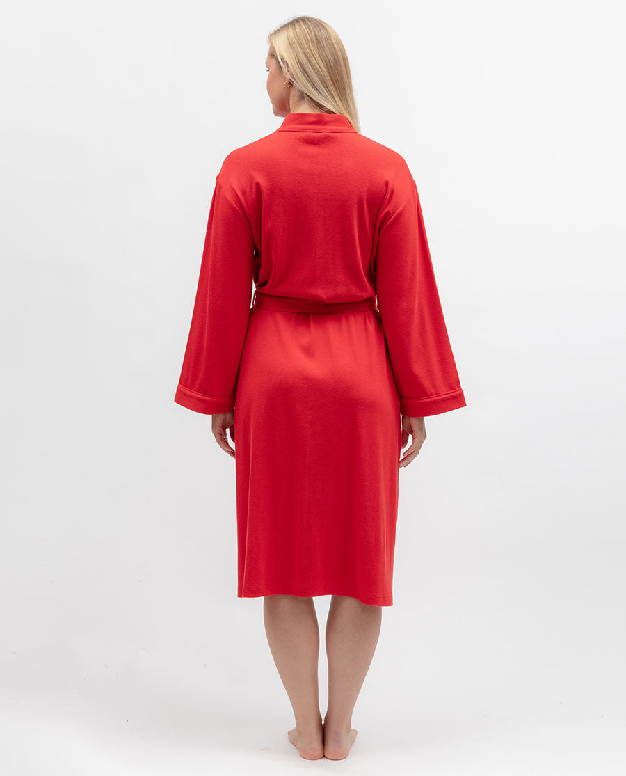 Womens Ribbed Jersey Long Dressing Gown