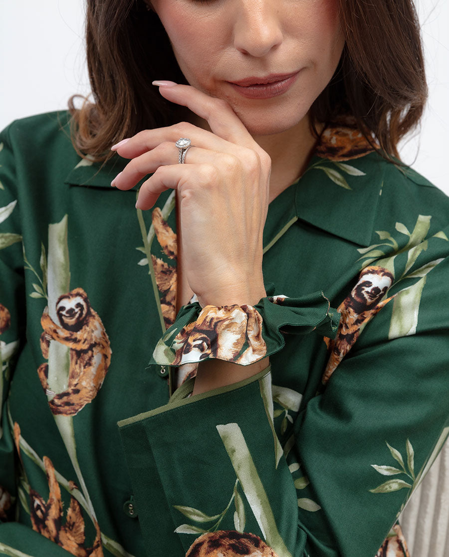 Ember Sloth Print Scrunchie
