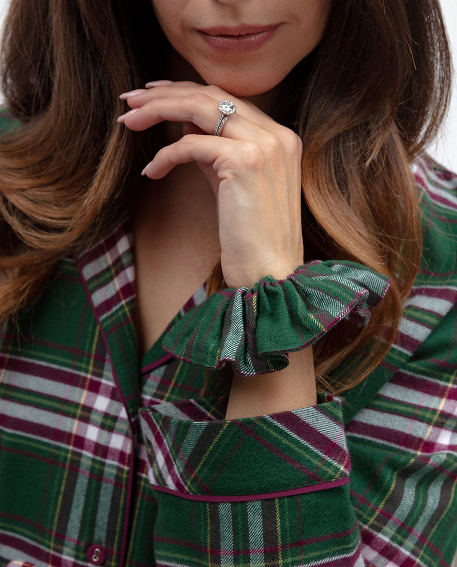 Womens Green Brushed Check Scrunchie