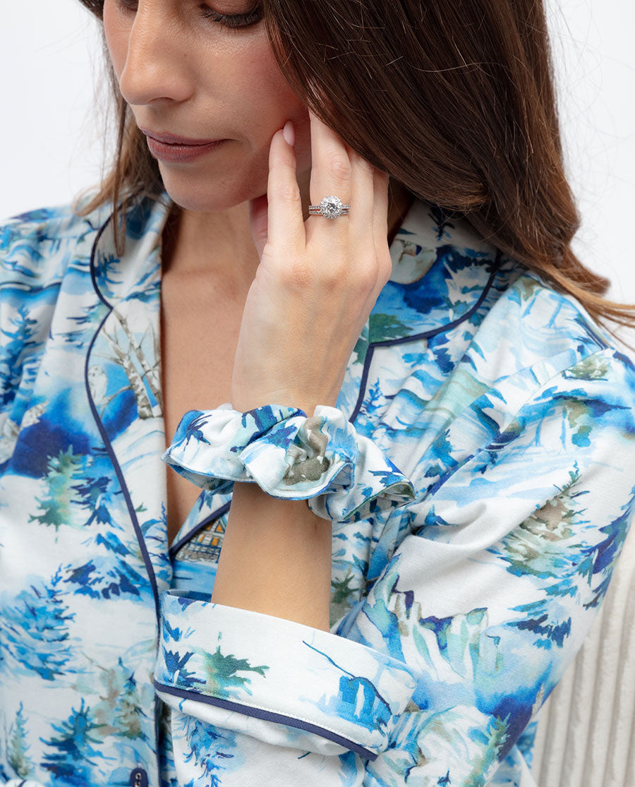 Womens Winterscape Printed Jersey Scrunchie