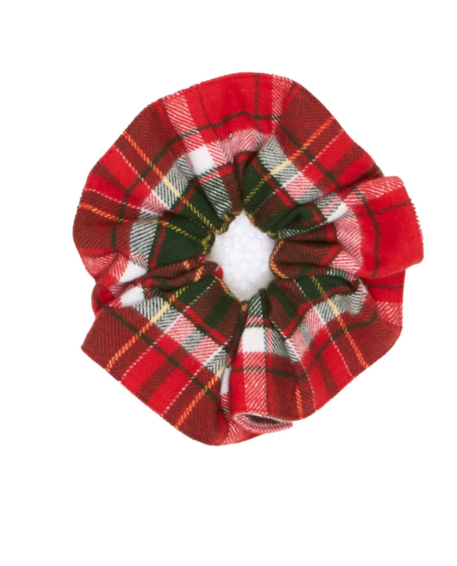Womens Red Brushed Check Scrunchie