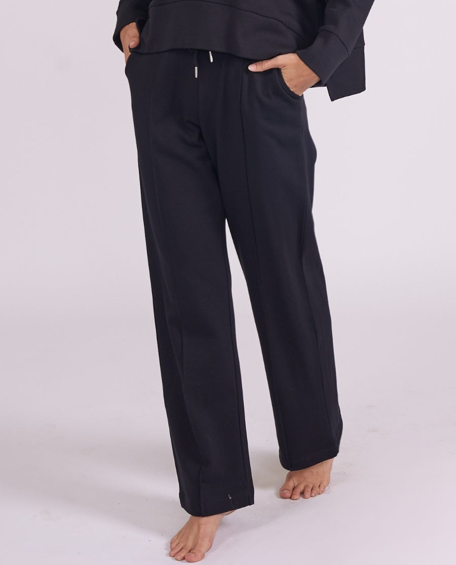 The Lounge Edit Womens Black Jersey Wide Leg Joggers
