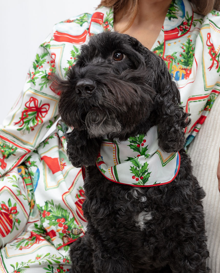 Christmas Postcard Print Dog-Neckerchief