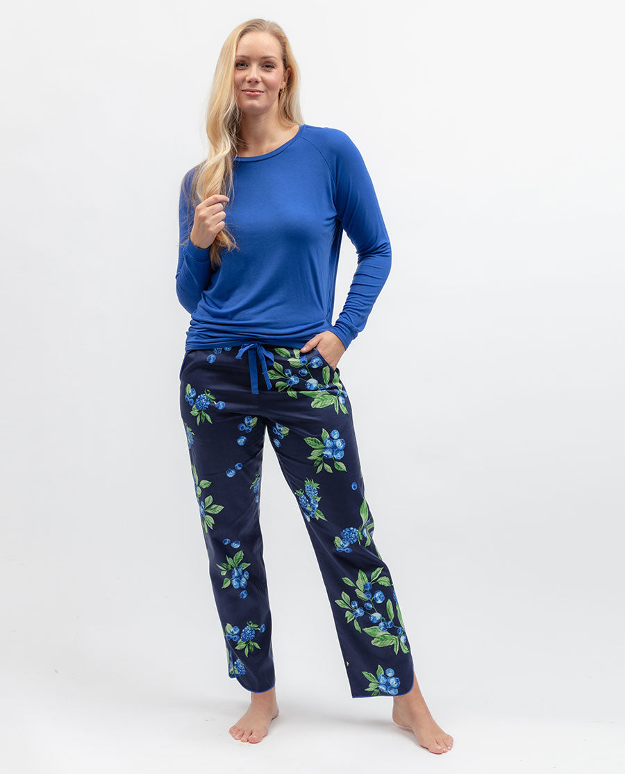Womens Blue Slouch Jersey Pyjama Top