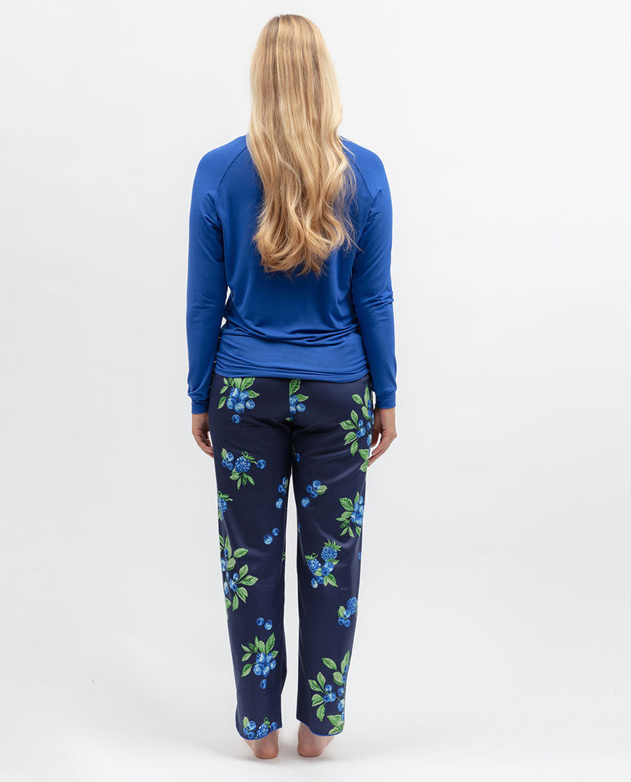 Womens Blue Slouch Jersey Pyjama Top