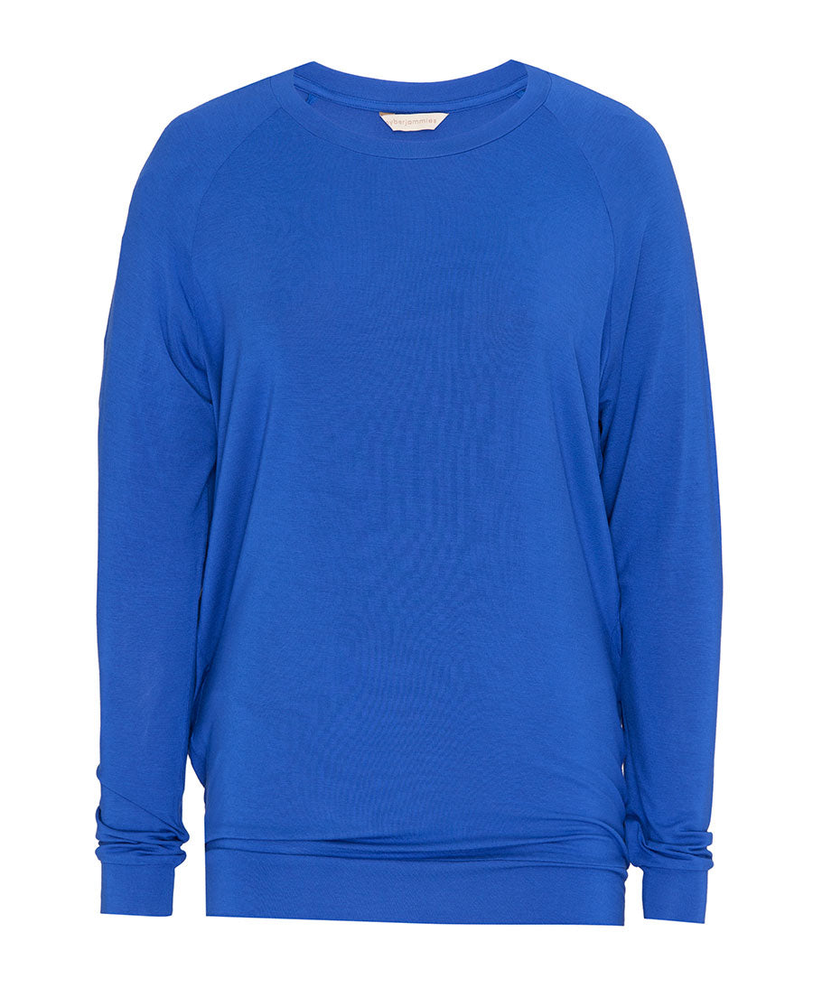 Womens Blue Slouch Jersey Pyjama Top