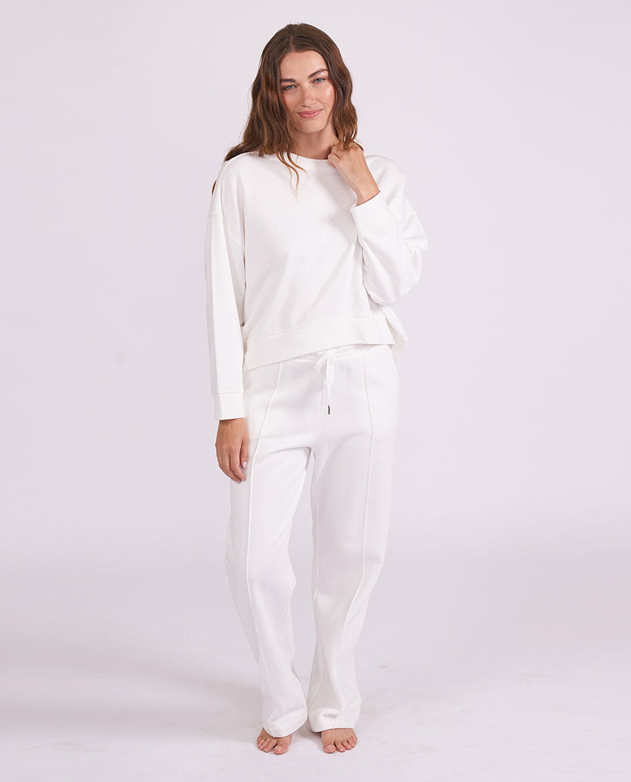 Womens White Jersey Crew-Neck Sweatshirt