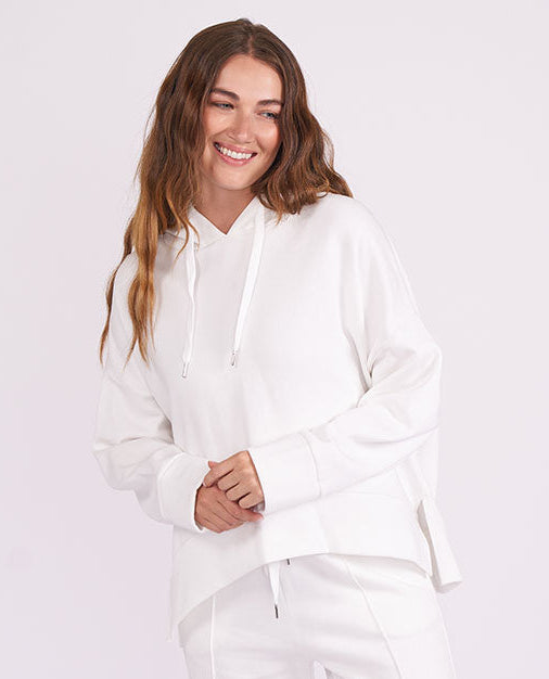 Womens White Jersey Relaxed Hoodie