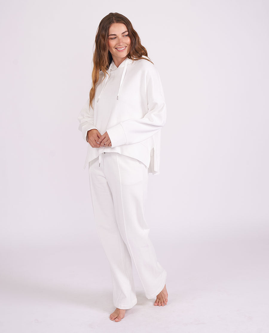 Womens White Jersey Relaxed Hoodie