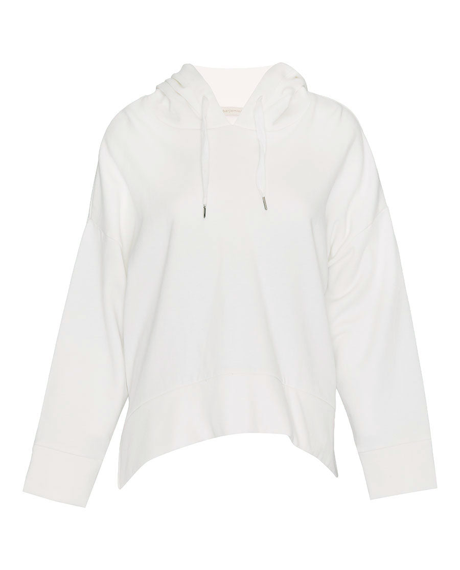 Womens White Jersey Relaxed Hoodie