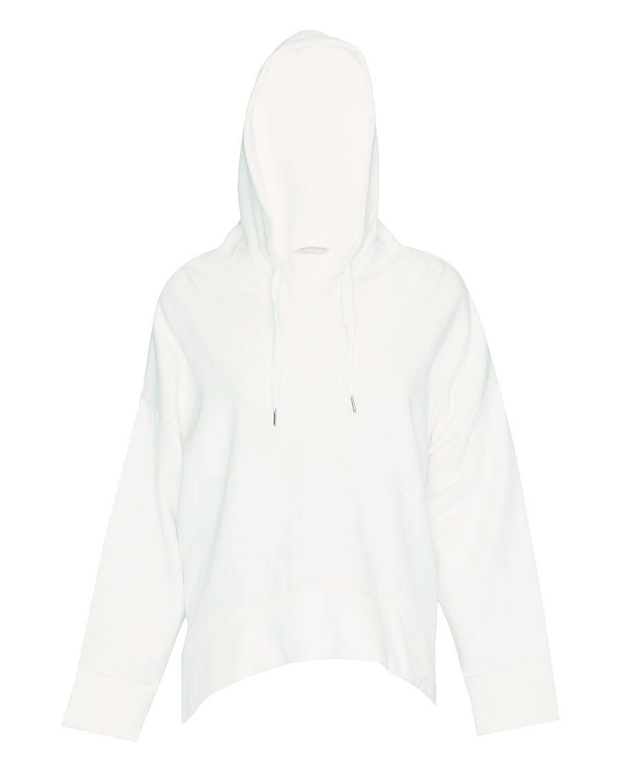 Womens White Jersey Relaxed Hoodie