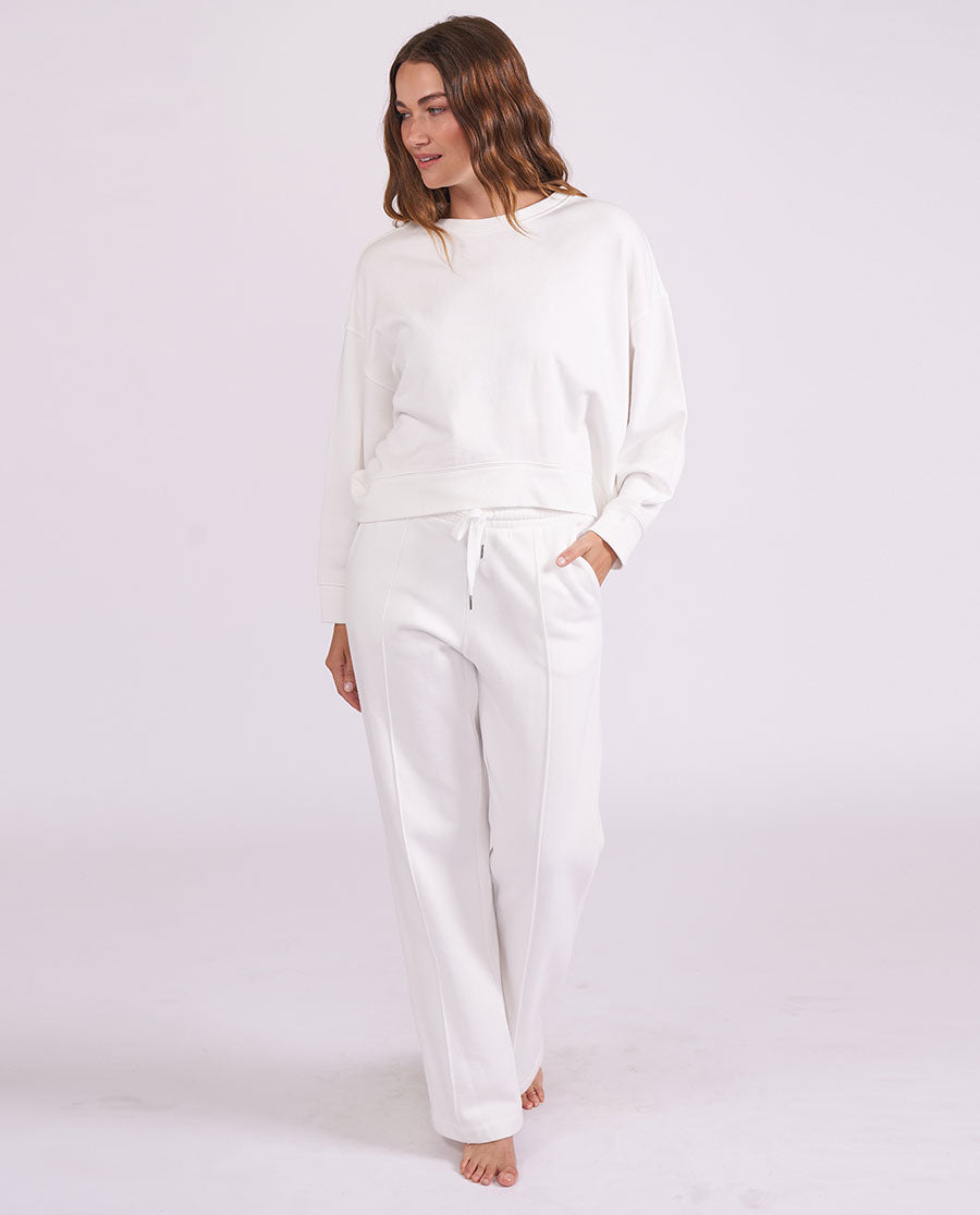 Womens White Jersey Wide Leg Joggers