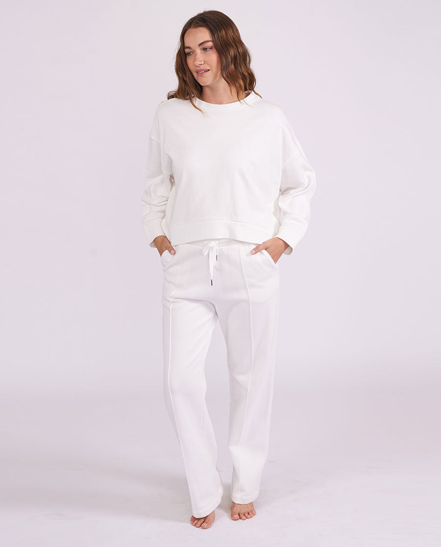 Womens White Jersey Wide Leg Joggers