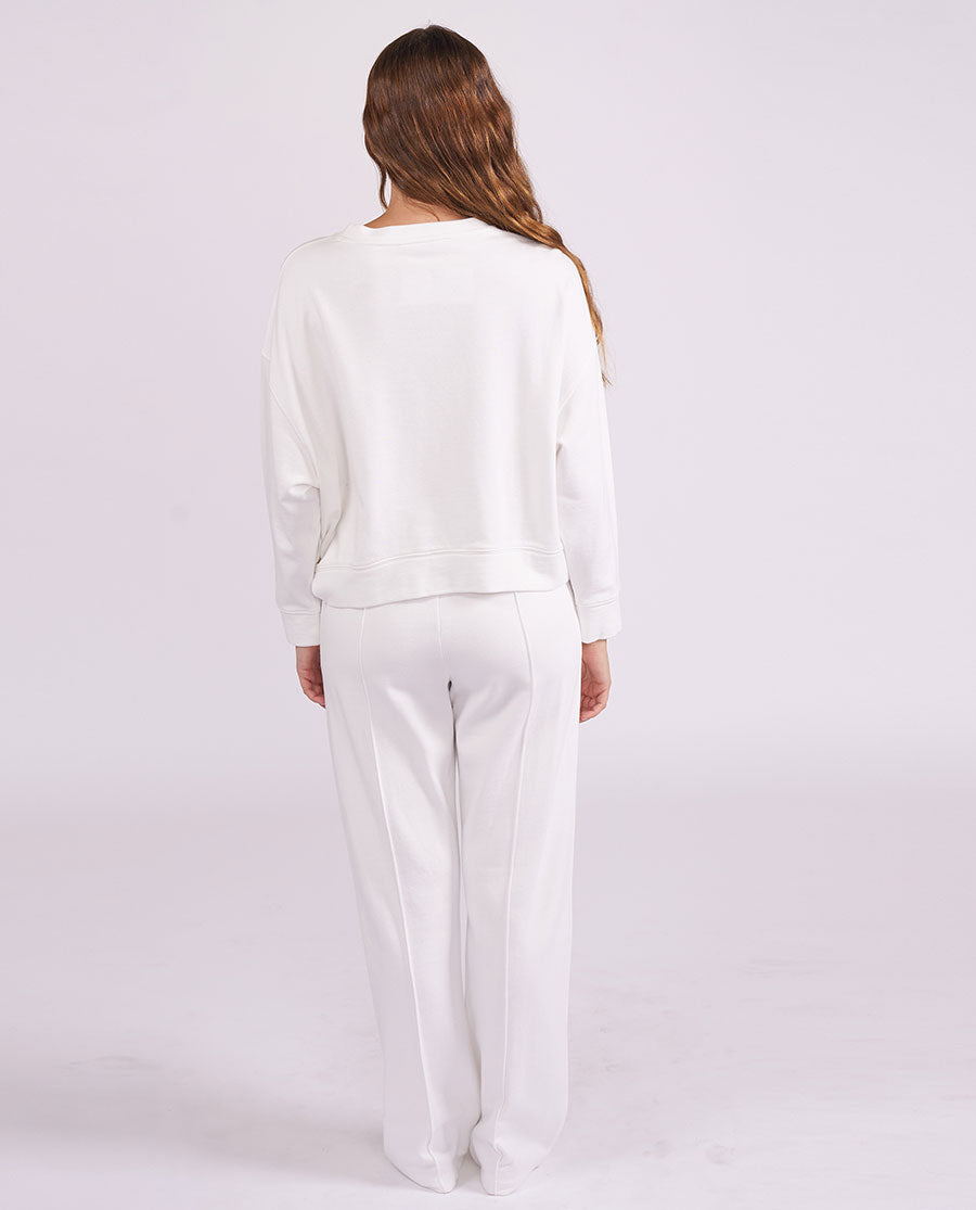 Womens White Lounge Crew-Neck and Joggers Set