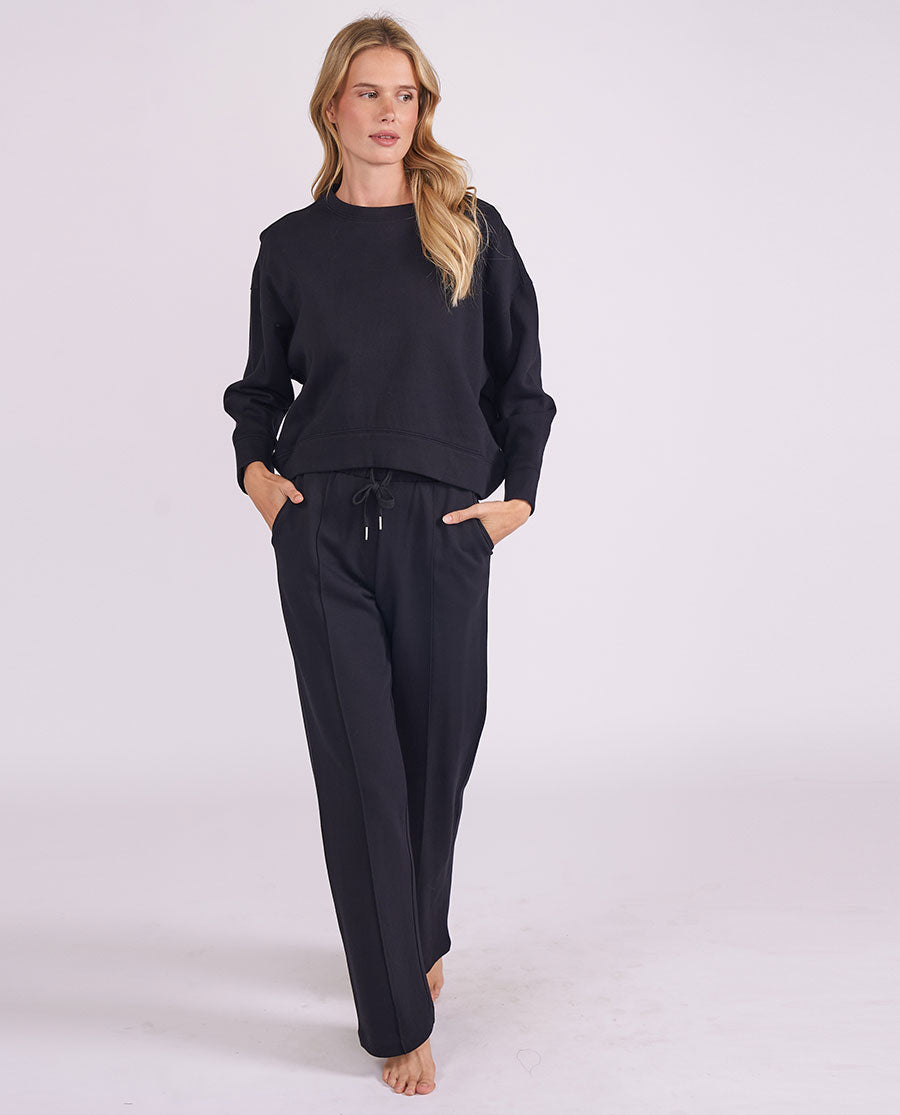 Womens Black Lounge Crew-Neck and Joggers Set