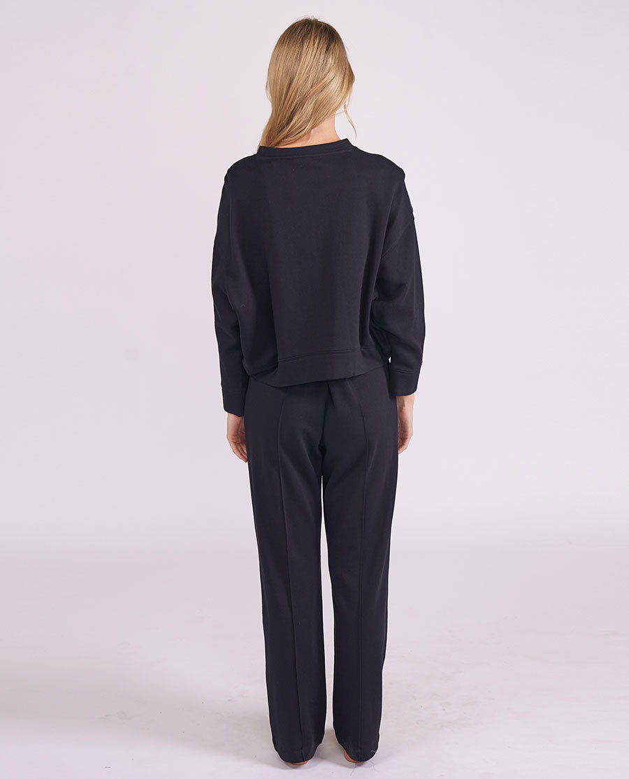 Womens Black Lounge Crew-Neck and Joggers Set