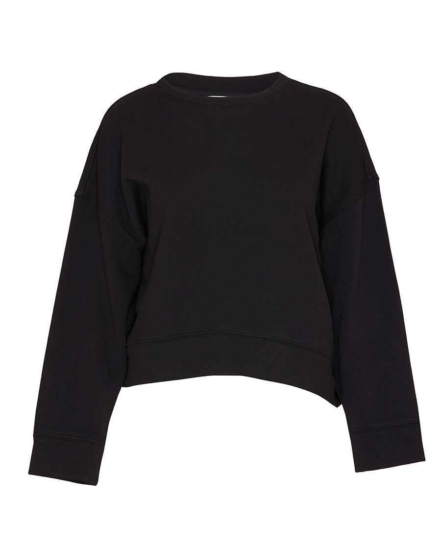 Womens Black Jersey Crew-Neck Sweatshirt