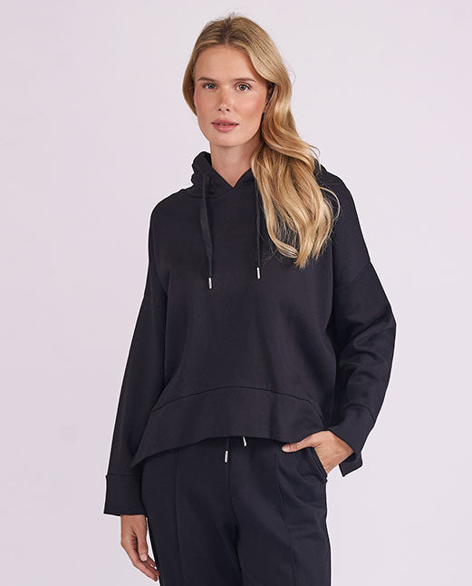 Womens Black Jersey Relaxed Hoodie