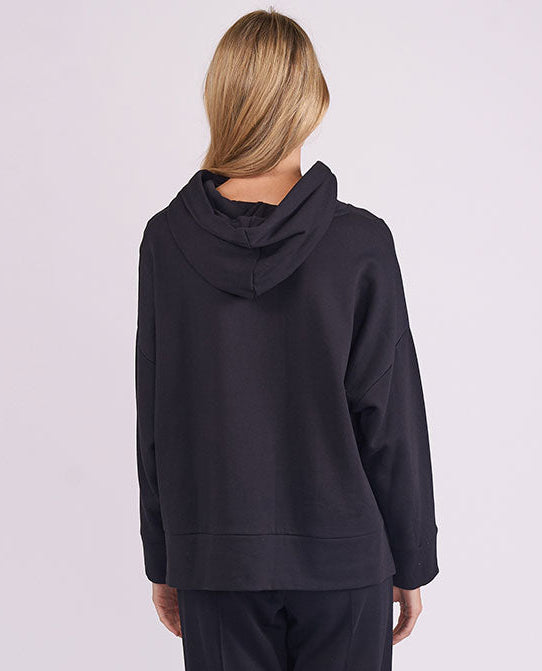 Womens Black Jersey Relaxed Hoodie