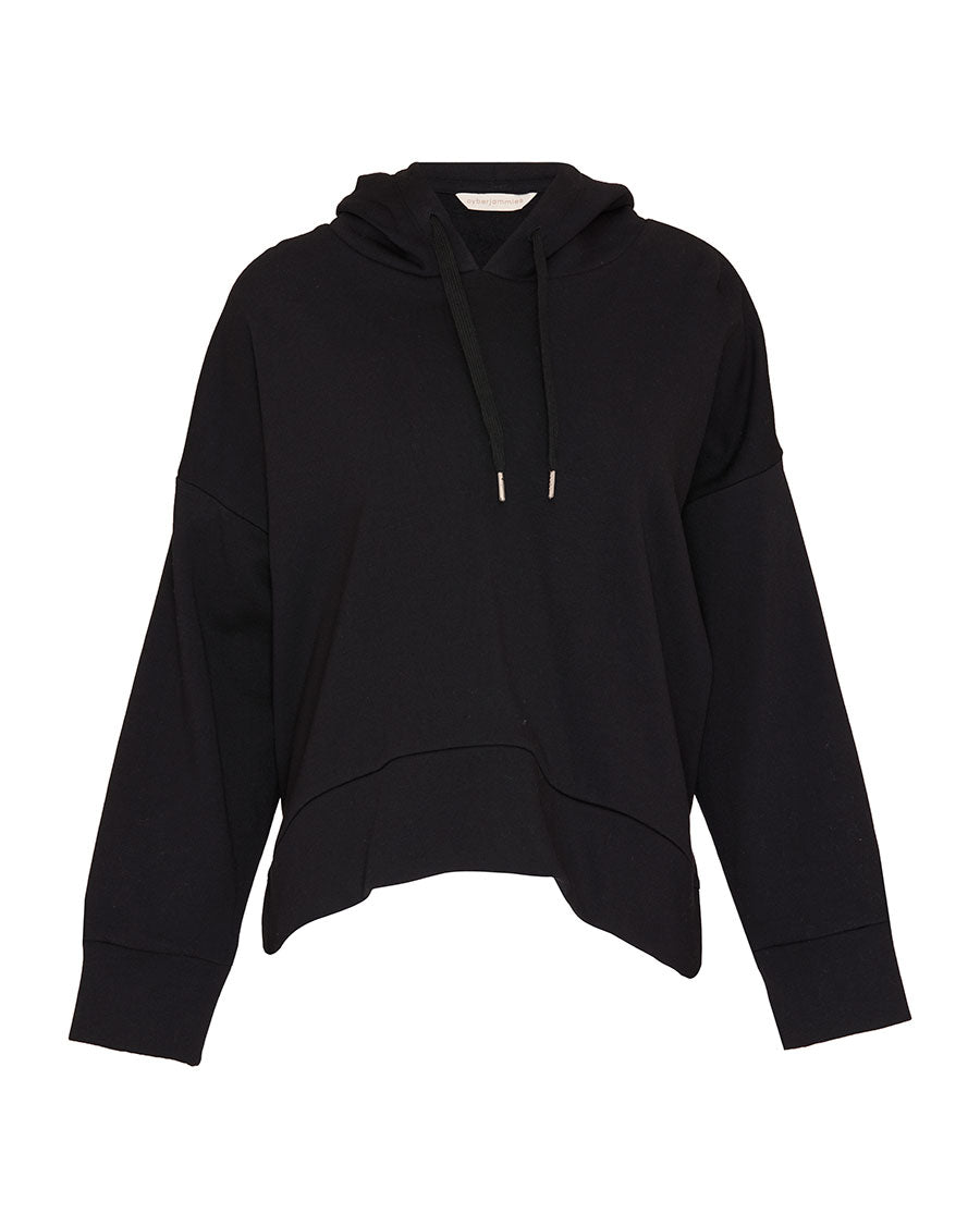 Womens Black Jersey Relaxed Hoodie