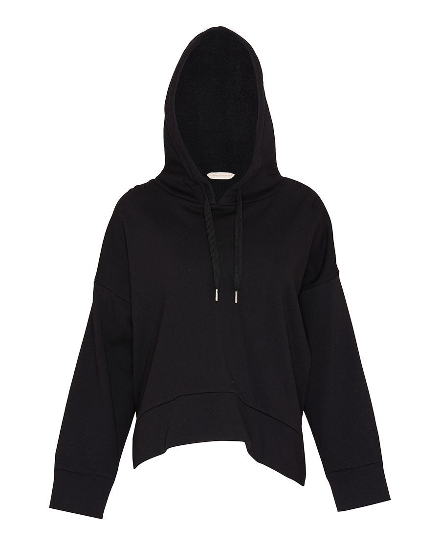 Womens Black Jersey Relaxed Hoodie