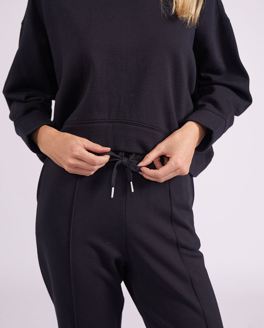 Womens Black Jersey Wide Leg Joggers