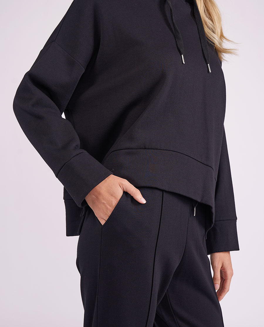 Womens Black Jersey Wide Leg Joggers