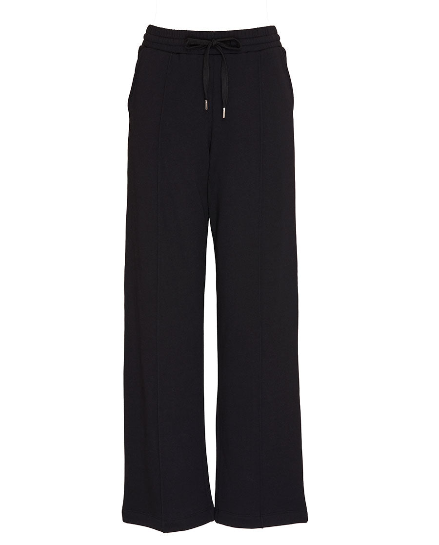 Womens Black Jersey Wide Leg Joggers