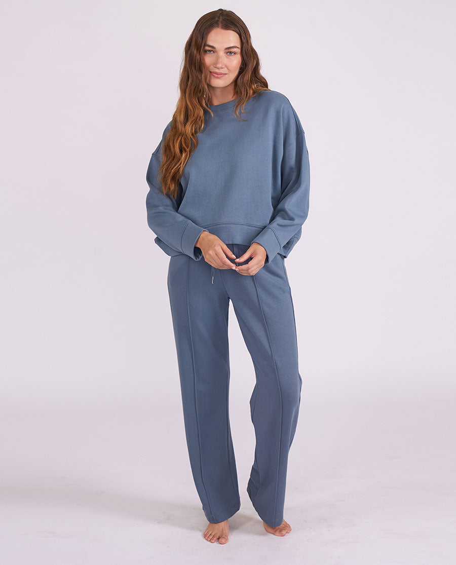 Womens Smoky Blue Lounge Crew-Neck and Joggers Set