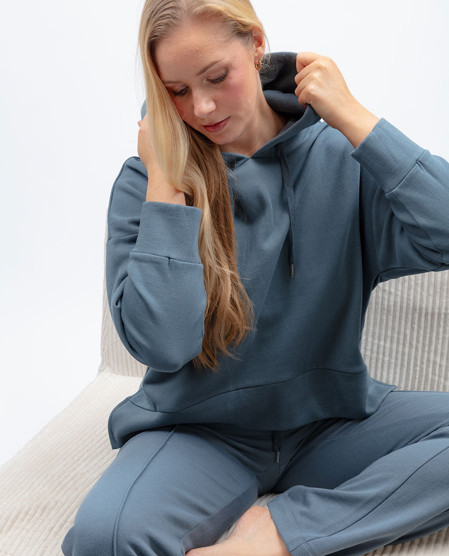 Womens Smoky Blue Lounge Hoodie and Joggers Set