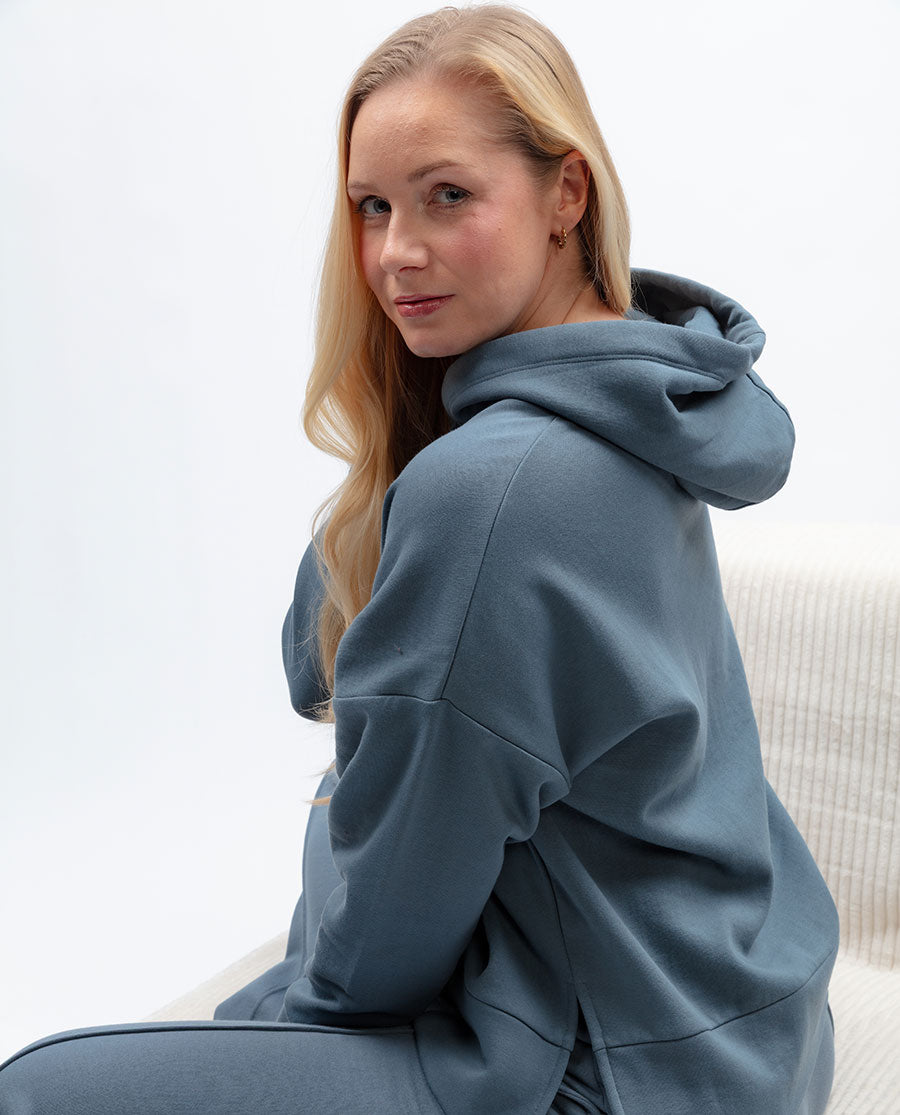 Womens Smoky Blue Lounge Hoodie and Joggers Set