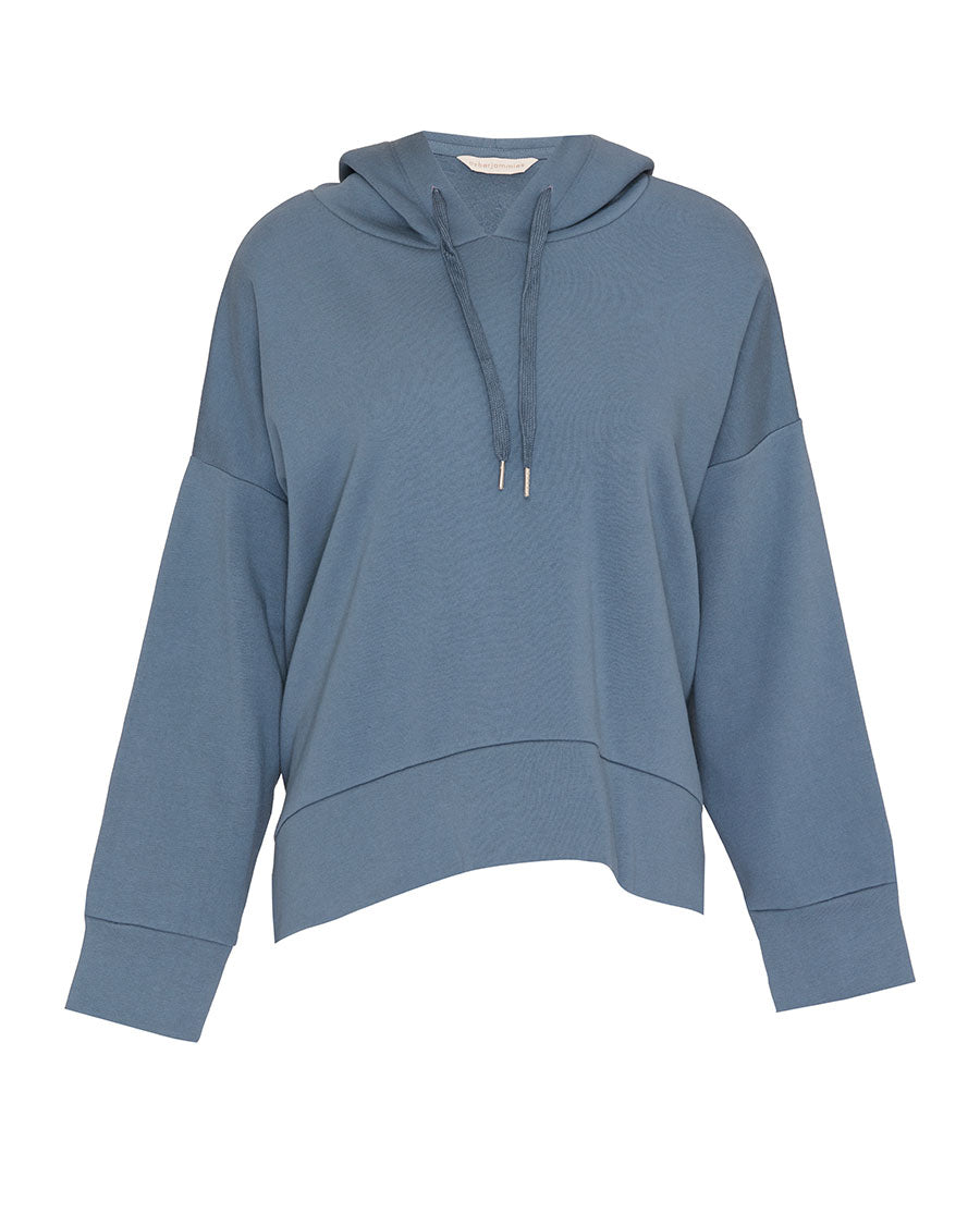 Womens Smoky Blue Jersey Relaxed Hoodie