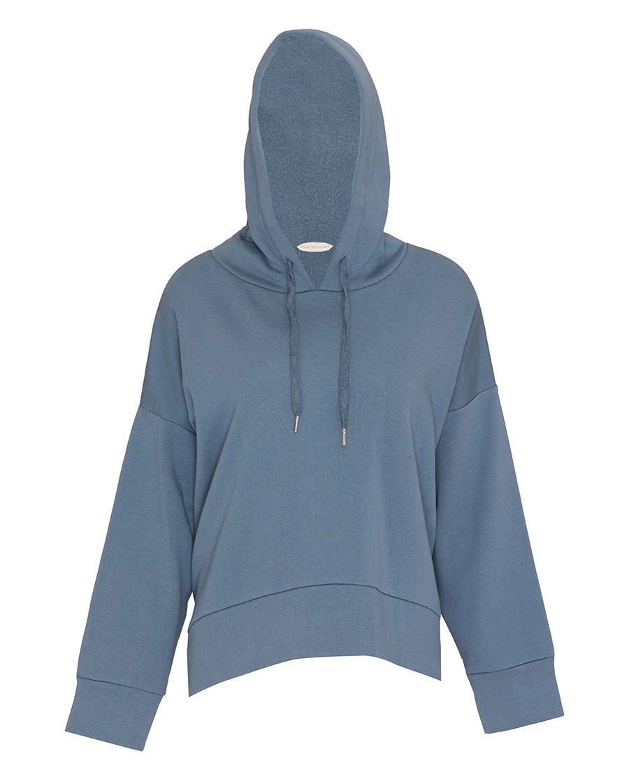 Womens Smoky Blue Jersey Relaxed Hoodie
