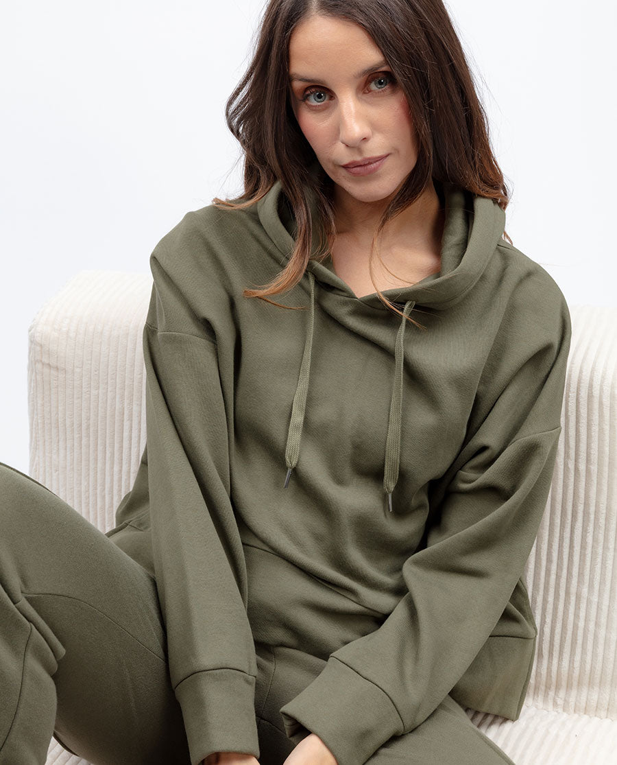 Womens Olive Lounge Hoodie and Joggers Set