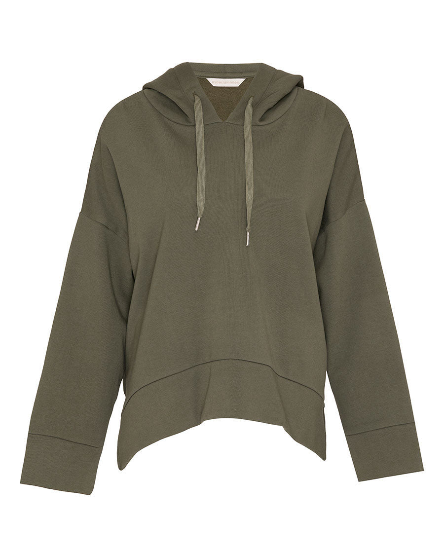 Womens Olive Green Jersey Hoodie