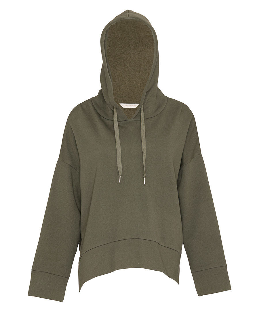 Womens Olive Green Jersey Hoodie