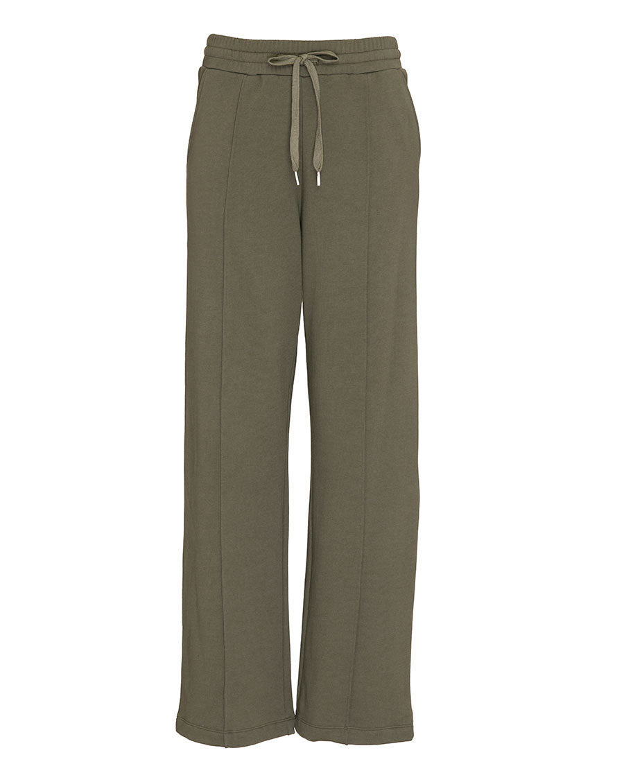 Womens Olive Green Jersey Wide Leg Joggers