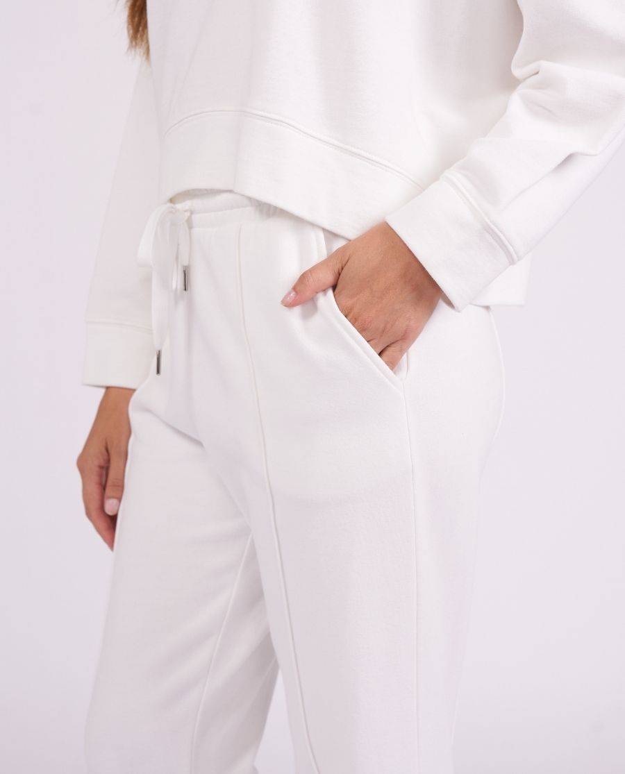 Womens White Lounge Crew-Neck and Joggers Set