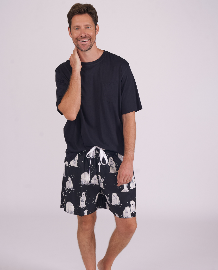 Mens Polar Bear Print Shorts